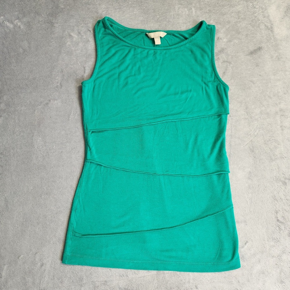 Banana Republic Sleeveless Tank Top Small Jade Green Asymmetrical Tiered Boat S